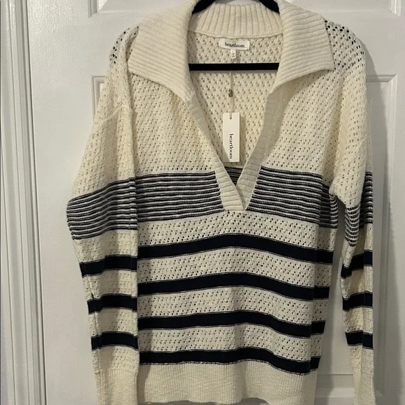 Heartloom Cream and Black Striped Sweater - Picture 1 of 7